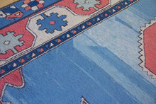Load image into Gallery viewer, 6x10 Vintage Central Anatolian 'Aksaray' Turkish Area Rug | Geometric Medallion Spacious Blue Field Geometric Border | SKU 619