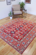 Load image into Gallery viewer, 6x7 Vintage Central Anatolian Caucasian 'Perpedil' Design 'York' Turkish Area Rug | Symmetrical Stylized Motifs Vibrant Colors Geometric Border | SKU 624