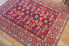 Load image into Gallery viewer, 6x7 Vintage Central Anatolian Caucasian 'Perpedil' Design 'York' Turkish Area Rug | Symmetrical Stylized Motifs Vibrant Colors Geometric Border | SKU 624