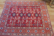 Load image into Gallery viewer, 6x7 Vintage Central Anatolian Caucasian 'Perpedil' Design 'York' Turkish Area Rug | Symmetrical Stylized Motifs Vibrant Colors Geometric Border | SKU 624