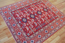 Load image into Gallery viewer, 6x7 Vintage Central Anatolian Caucasian 'Perpedil' Design 'York' Turkish Area Rug | Symmetrical Stylized Motifs Vibrant Colors Geometric Border | SKU 624
