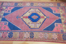 Load image into Gallery viewer, 4x8 Vintage Central Anatolian 'Nigde' Turkish Area Rug | Bold Medallion Spacious Field Muted Soft Colors Geometric Design | SKU 625