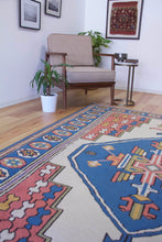 Load image into Gallery viewer, 6x8 Vintage Central Anatolian 'Sultanhan' Turkish Area Rug | Bold Diamond Medallion Light Field Muted Geometric Corner and Border Design | SKU 626