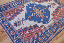 Load image into Gallery viewer, 6x8 Vintage Central Anatolian 'Sultanhan' Turkish Area Rug | Bold Diamond Medallion Light Field Muted Geometric Corner and Border Design | SKU 626