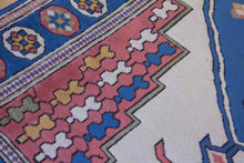 Load image into Gallery viewer, 6x8 Vintage Central Anatolian 'Sultanhan' Turkish Area Rug | Bold Diamond Medallion Light Field Muted Geometric Corner and Border Design | SKU 626