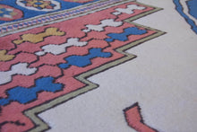 Load image into Gallery viewer, 6x8 Vintage Central Anatolian 'Sultanhan' Turkish Area Rug | Bold Diamond Medallion Light Field Muted Geometric Corner and Border Design | SKU 626