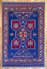 Load image into Gallery viewer, 5x8 Vintage Central Anatolian 'Taspinar' Turkish Area Rug | Geometric Design Blue Field Stylized Motifs | SKU 627