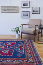 Load image into Gallery viewer, 5x8 Vintage Central Anatolian 'Taspinar' Turkish Area Rug | Geometric Design Blue Field Stylized Motifs | SKU 627