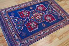 Load image into Gallery viewer, 5x8 Vintage Central Anatolian 'Taspinar' Turkish Area Rug | Geometric Design Blue Field Stylized Motifs | SKU 627