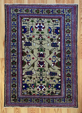 Load image into Gallery viewer, 5x6 Vintage Central Anatolian 'Taspinar' Turkish Area Rug | Symmetrical Floral Design with Palmettes Bold Colors Geometric Border | SKU 628