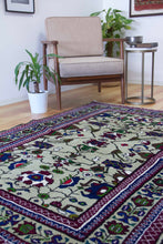 Load image into Gallery viewer, 5x6 Vintage Central Anatolian 'Taspinar' Turkish Area Rug | Symmetrical Floral Design with Palmettes Bold Colors Geometric Border | SKU 628