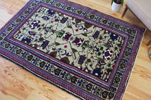 Load image into Gallery viewer, 5x6 Vintage Central Anatolian 'Taspinar' Turkish Area Rug | Symmetrical Floral Design with Palmettes Bold Colors Geometric Border | SKU 628