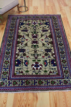 Load image into Gallery viewer, 5x6 Vintage Central Anatolian 'Taspinar' Turkish Area Rug | Symmetrical Floral Design with Palmettes Bold Colors Geometric Border | SKU 628