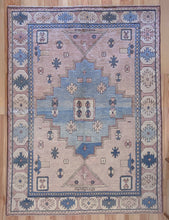 Load image into Gallery viewer, 7x9 Vintage Central Anatolian 'Nigde' Turkish Area Rug | Bold Diamond Medallion Neutral Colors Stylized Motifs Geometric Border | SKU 629