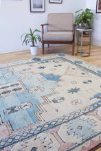 Load image into Gallery viewer, 7x9 Vintage Central Anatolian 'Nigde' Turkish Area Rug | Bold Diamond Medallion Neutral Colors Stylized Motifs Geometric Border | SKU 629