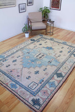 Load image into Gallery viewer, 7x9 Vintage Central Anatolian 'Nigde' Turkish Area Rug | Bold Diamond Medallion Neutral Colors Stylized Motifs Geometric Border | SKU 629