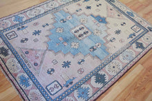 Load image into Gallery viewer, 7x9 Vintage Central Anatolian 'Nigde' Turkish Area Rug | Bold Diamond Medallion Neutral Colors Stylized Motifs Geometric Border | SKU 629