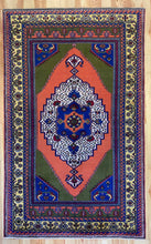 Load image into Gallery viewer, 6x9 Vintage Central Anatolian 'Taspinar' Turkish Area Rug | Bold Medallion Vibrant Colors Stylized Border | SKU 630