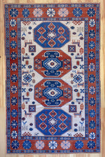 Load image into Gallery viewer, 6x9 Vintage Central Anatolian 'Yoruk' Turkish Area Rug | Multiple Medallion Design on Light Field with Animal Motifs and Geometric Ornaments Geometric Border | SKU 631
