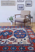 Load image into Gallery viewer, 6x9 Vintage Central Anatolian 'Yoruk' Turkish Area Rug | Multiple Medallion Design on Light Field with Animal Motifs and Geometric Ornaments Geometric Border | SKU 631
