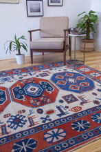 Load image into Gallery viewer, 6x9 Vintage Central Anatolian 'Yoruk' Turkish Area Rug | Multiple Medallion Design on Light Field with Animal Motifs and Geometric Ornaments Geometric Border | SKU 631