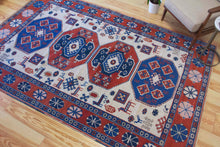 Load image into Gallery viewer, 6x9 Vintage Central Anatolian 'Yoruk' Turkish Area Rug | Multiple Medallion Design on Light Field with Animal Motifs and Geometric Ornaments Geometric Border | SKU 631