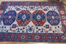 Load image into Gallery viewer, 6x9 Vintage Central Anatolian 'Yoruk' Turkish Area Rug | Multiple Medallion Design on Light Field with Animal Motifs and Geometric Ornaments Geometric Border | SKU 631