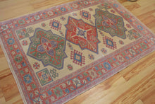 Load image into Gallery viewer, 5x7 Vintage Western Anatolian Turkish Area Rug | Triple Diamond Medallion Geometric Design Soft Colors Stylized Border | SKU 633