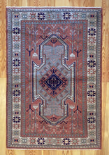 Load image into Gallery viewer, 4x6 Vintage Western Anatolian Caucasian 'Seven Shield' Design Turkish Area Rug | Bold Medallion Geometric Design Stylized Motifs  | SKU 634