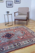 Load image into Gallery viewer, 4x6 Vintage Western Anatolian Caucasian 'Seven Shield' Design Turkish Area Rug | Bold Medallion Geometric Design Stylized Motifs  | SKU 634