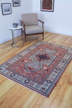 Load image into Gallery viewer, 4x6 Vintage Western Anatolian Caucasian 'Seven Shield' Design Turkish Area Rug | Bold Medallion Geometric Design Stylized Motifs  | SKU 634
