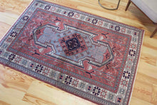 Load image into Gallery viewer, 4x6 Vintage Western Anatolian Caucasian 'Seven Shield' Design Turkish Area Rug | Bold Medallion Geometric Design Stylized Motifs  | SKU 634