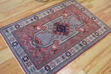 Load image into Gallery viewer, 4x6 Vintage Western Anatolian Caucasian 'Seven Shield' Design Turkish Area Rug | Bold Medallion Geometric Design Stylized Motifs  | SKU 634