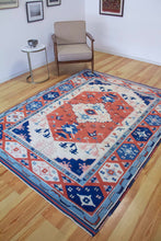 Load image into Gallery viewer, 6x8 Vintage Central Anatolian 'Yoruk' Turkish Rug | Bold Medallion Symmetrical Geometric Design Soft Colors  | SKU 636
