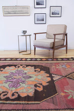 Load image into Gallery viewer, 7x15 Vintage Eastern Anatolian 'Kars' Oversized Turkish Kilim Area Rug | Bold Medallion with Spacious Field Symmetrical Large Motifs Soft Colors Geometric Border | SKU 637