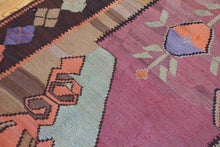 Load image into Gallery viewer, 7x15 Vintage Eastern Anatolian 'Kars' Oversized Turkish Kilim Area Rug | Bold Medallion with Spacious Field Symmetrical Large Motifs Soft Colors Geometric Border | SKU 637