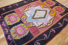 Load image into Gallery viewer, 7x10 Vintage Eastern Anatolian 'Kars' Turkish Kilim Area Rug | Bold Medallion Geometric Designs on Corners Stylized Floral Border | SKU 640