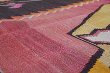 Load image into Gallery viewer, 7x10 Vintage Eastern Anatolian 'Kars' Turkish Kilim Area Rug | Bold Medallion Geometric Designs on Corners Stylized Floral Border | SKU 640