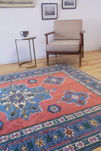 Load image into Gallery viewer, 6x8 Vintage Central Anatolian 'Sultanhan' Turkish Area Rug | Central Medallion Geometric Designs on Spacious Field Stylized Border | SKU 646