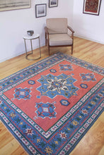 Load image into Gallery viewer, 6x8 Vintage Central Anatolian 'Sultanhan' Turkish Area Rug | Central Medallion Geometric Designs on Spacious Field Stylized Border | SKU 646