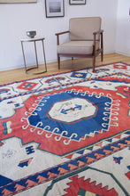Load image into Gallery viewer, 8x11 Vintage Central Anatolian 'Konya' Turkish Area Rug | Two Intertwined Central Medallions on Light Field Stylized Broad Border Pastel Colors  | SKU 649