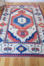 Load image into Gallery viewer, 8x11 Vintage Central Anatolian 'Konya' Turkish Area Rug | Two Intertwined Central Medallions on Light Field Stylized Broad Border Pastel Colors  | SKU 649