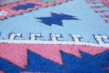 Load image into Gallery viewer, 4x6 Vintage Central Anatolian 'Sultanhan' Turkish Area Rug | Triple Diamond Medallion on Blue Field Geometric Border | SKU 655