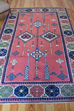 Load image into Gallery viewer, 7x11 Vintage Central Anatolian 'Sultanhan' Turkish Area Rug | Symmetrical Geometric Design on Spacious Field Stylized Motifs Light Border Design | SKU 658