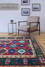 Load image into Gallery viewer, 6x7 Vintage Central Anatolian 'Yoruk' Turkish Rug | Symmetrical Geometric Design Vibrant Colors | SKU 662
