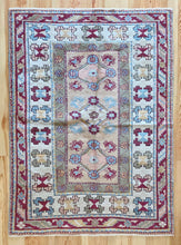 Load image into Gallery viewer, 5x6 Vintage Western Anatolian 'Milas' Turkish Rug | Triple Diamond Medallion Geometric Design Pastel Colors | SKU 663