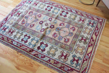 Load image into Gallery viewer, 5x6 Vintage Western Anatolian 'Milas' Turkish Rug | Triple Diamond Medallion Geometric Design Pastel Colors | SKU 663
