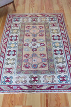 Load image into Gallery viewer, 5x6 Vintage Western Anatolian 'Milas' Turkish Rug | Triple Diamond Medallion Geometric Design Pastel Colors | SKU 663