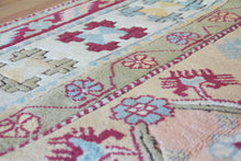 Load image into Gallery viewer, 5x6 Vintage Western Anatolian 'Milas' Turkish Rug | Triple Diamond Medallion Geometric Design Pastel Colors | SKU 663