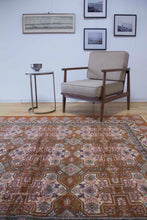 Load image into Gallery viewer, 7x10 Vintage Central Anatolian 'Kayseri' Turkish Rug | Intricate Symmetrical Geometric Design Earthy Colors | SKU 670